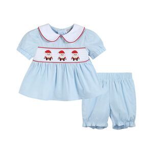 Lil Cactus Girls  Smocked Dress & Bloomer Set, Blue